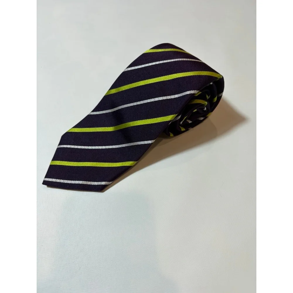Ermenegildo Zegna Silk Tie Italy Purple Stripe Designer Luxury